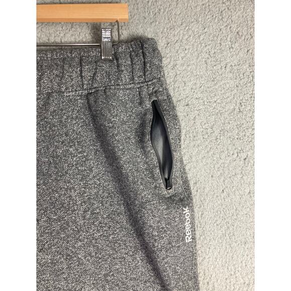 Reebok Men's Jogger Sweatpants XL Gray Black Drawstring Cuffed Ankles - Picture 6 of 12